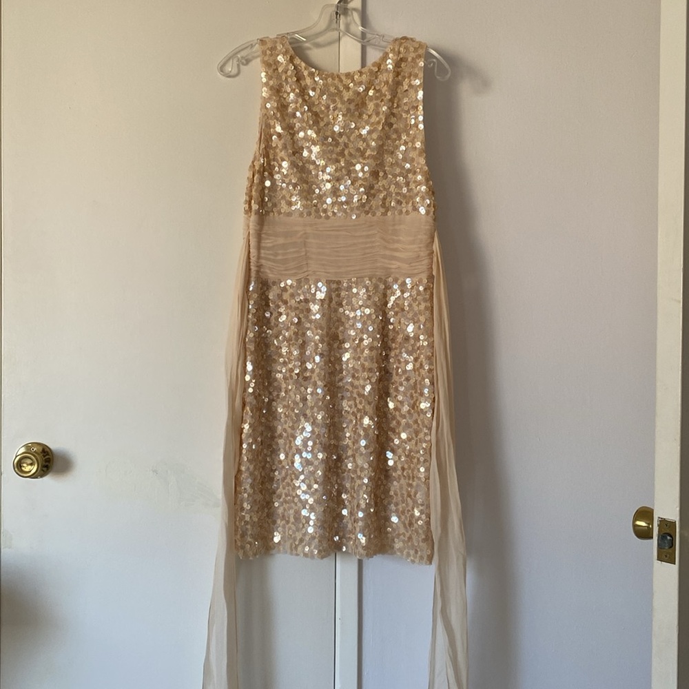 NWOT - BCBG MacAzria - Sequin V-Neck Dress in Champagne - medium - Picture 7 of 12